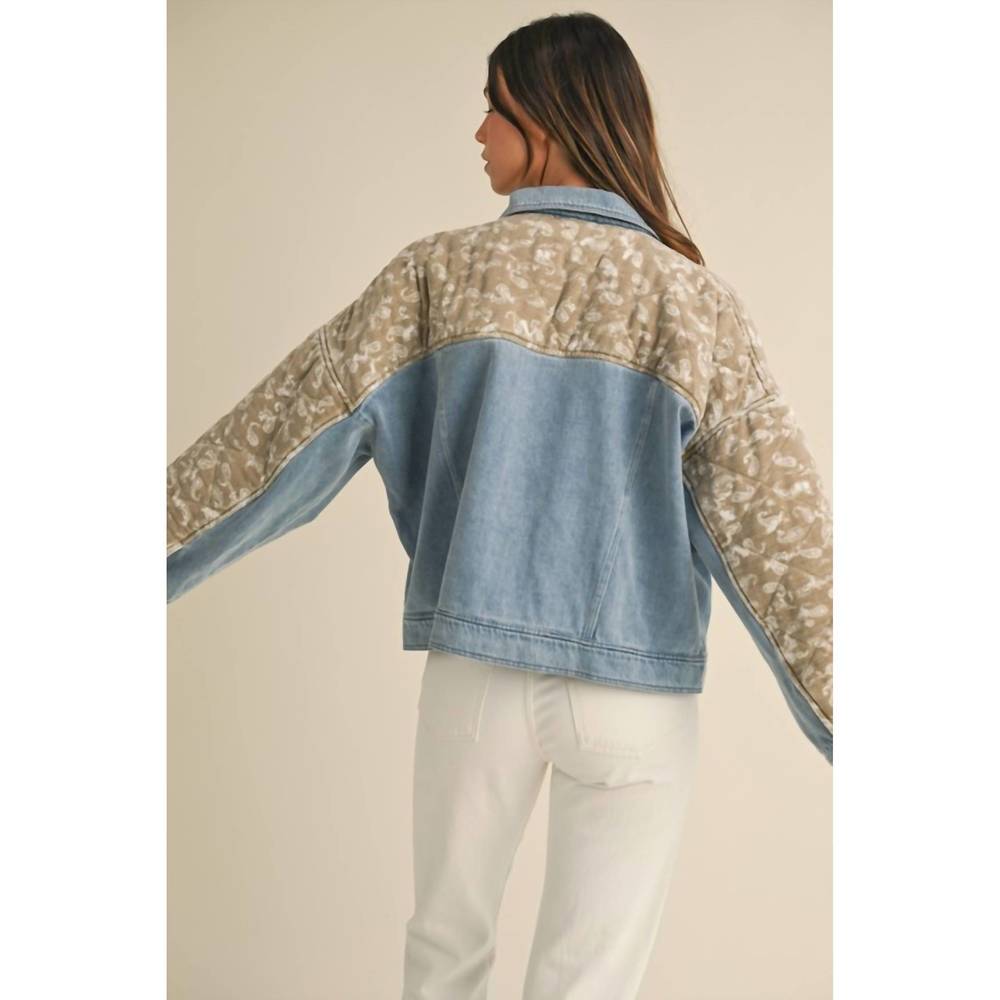 Denim & Floral Patchwork Jacket - Light Blue & Be… - image 2